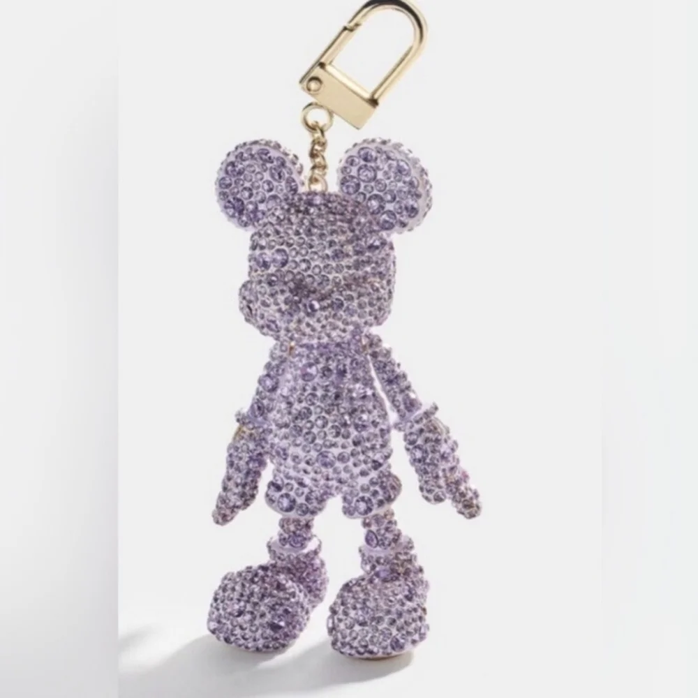 💜▪️Disney x Baublebar ▪️Mickey Mouse Key Chain Bag Charm Purple Crystal